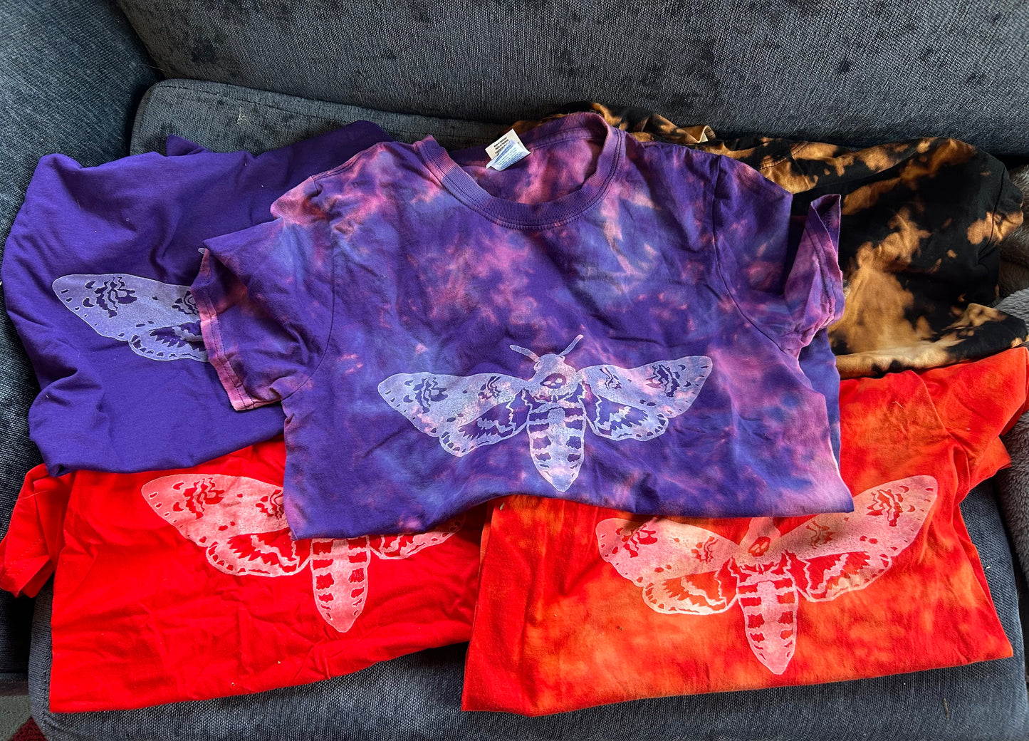 Hand printed moth tee shirt