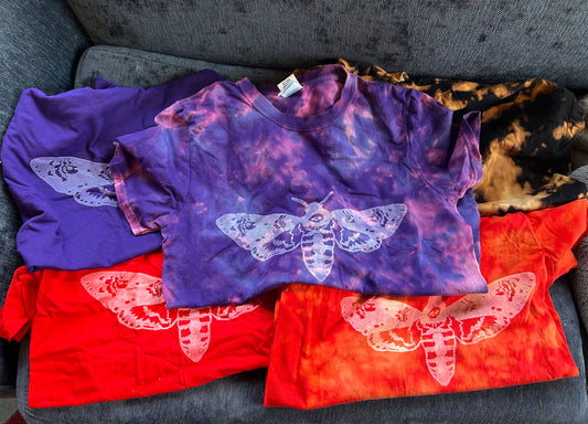 Hand printed moth tee shirt